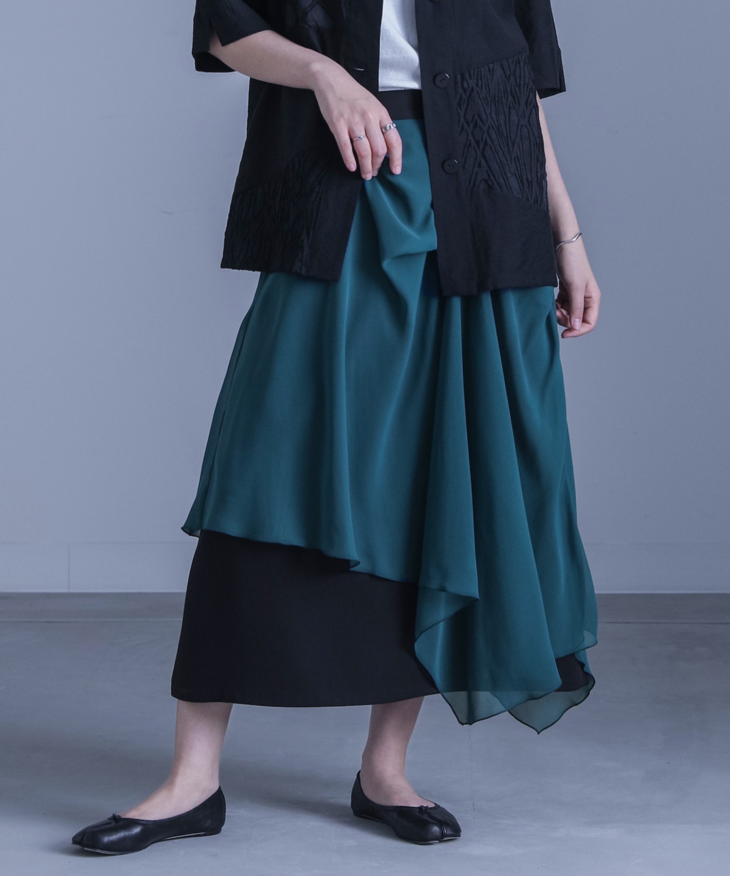 青 スカート ロング シフォンのおすすめ人気商品一覧 通販