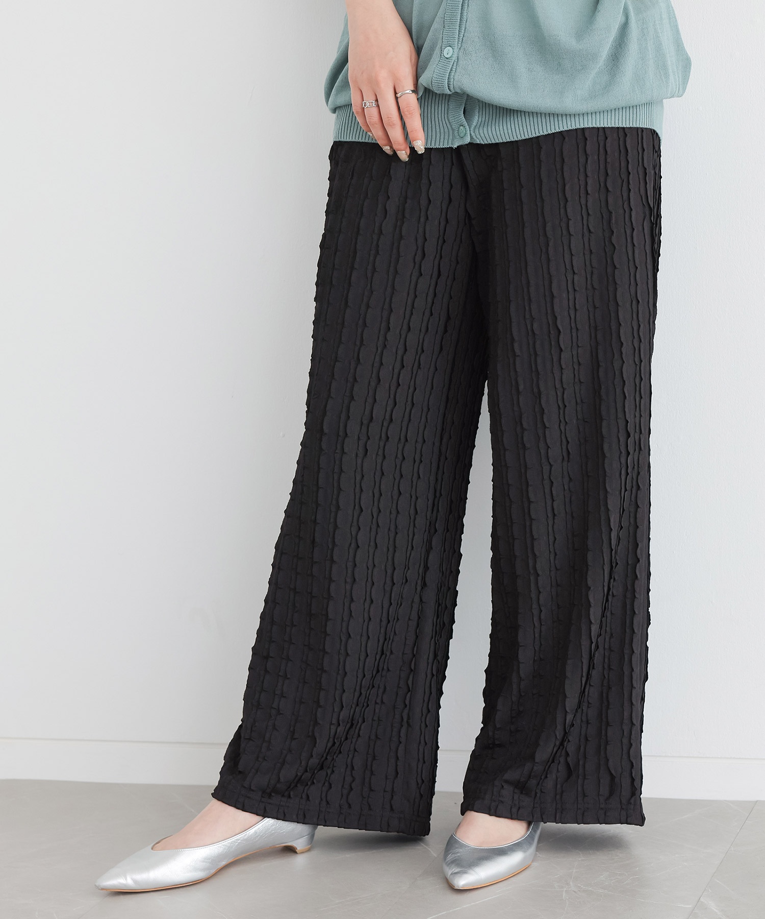 ロングパンツ レディース ボトムス ロング丈 ストレートパンツ ズボン 長ズボン 縦フリル フリルデザイン 春 夏 オシャレウォーカー「メール便不可」「30」 | osharewalker | 03