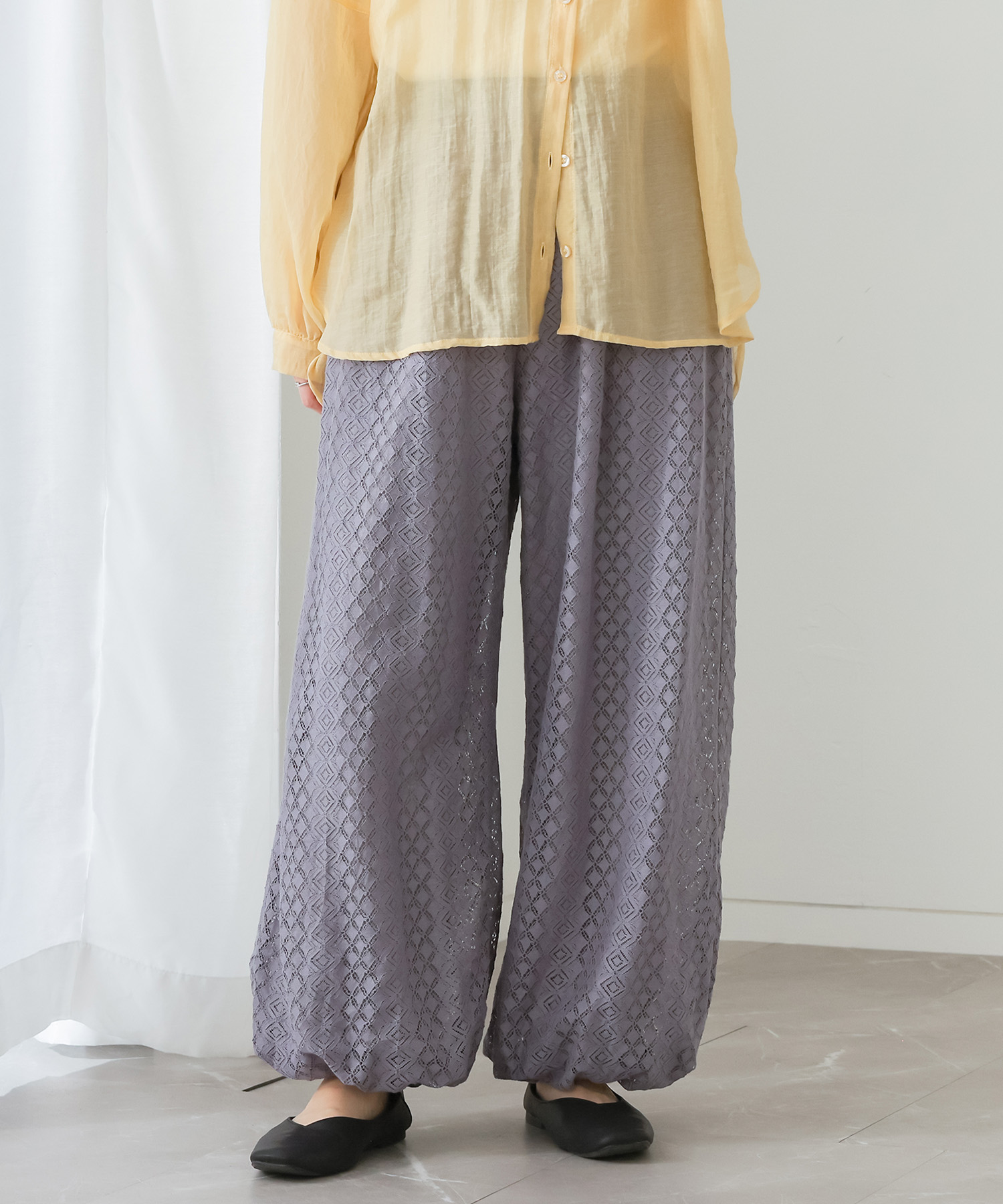 バルーンパンツ 接触冷感 レディース 夏 春 50代 40代 黒 S〜3L ワイドパンツ レース 大きいサイズ 体型カバー オシャレウォーカー「メール便不可」「20」 | osharewalker | 01