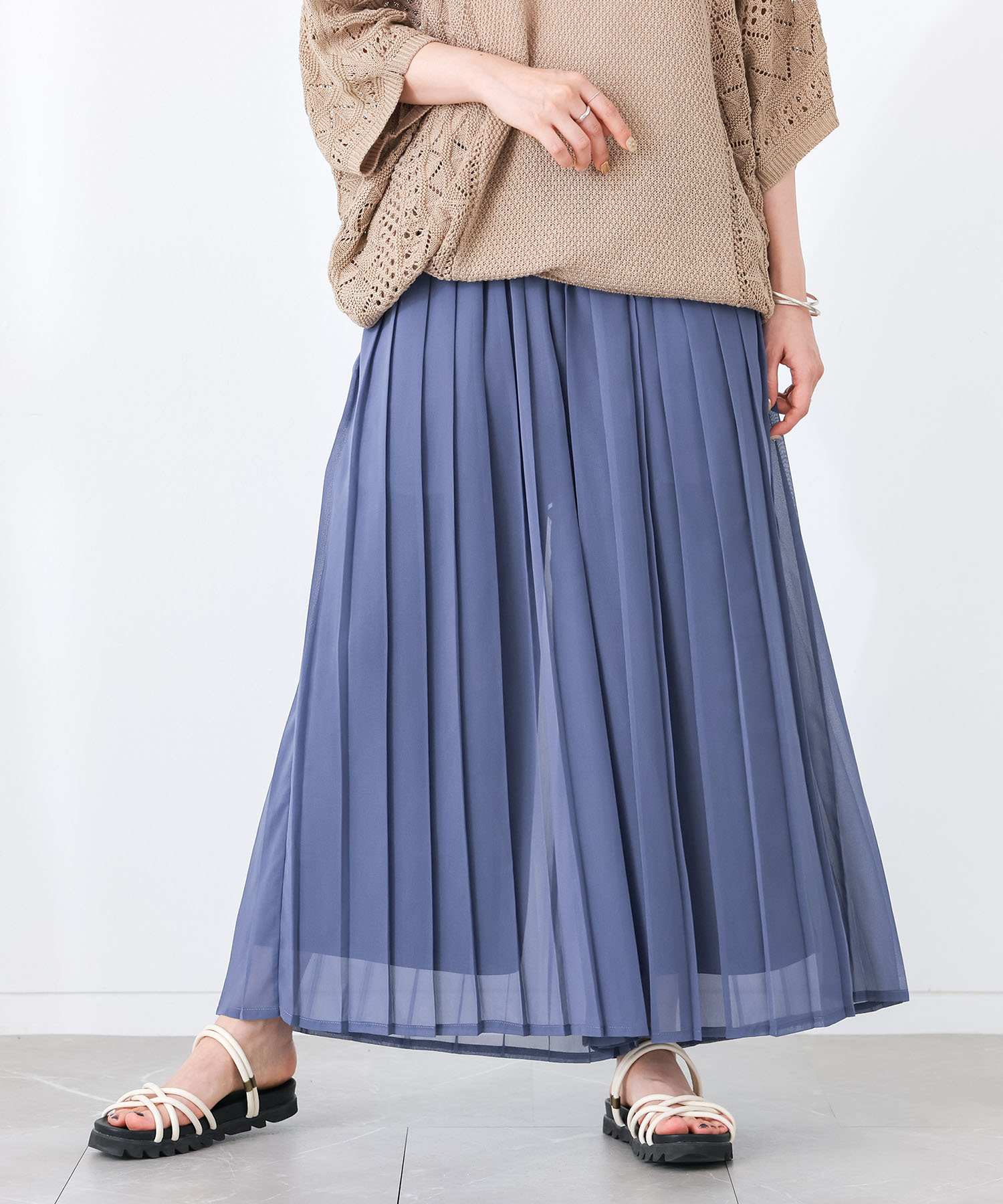パンツ ワイド レディース 接触冷感 冷感 夏 春 ボトムス ロング シフォン プリーツ 40代 50代 黒 緑 青 体型カバー オシャレウォーカー「メール便不可」「20」 | osharewalker | 01