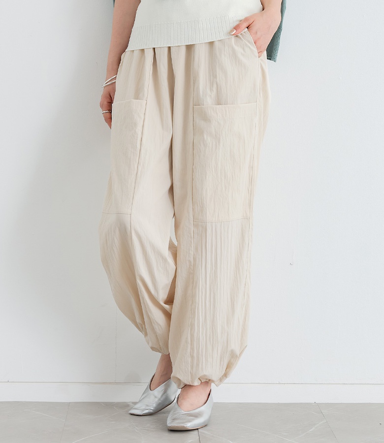 パンツ レディース ボトムス ストレートパンツ バルーンシルエット ロングパンツ 裾ドロスト 2way ポケット 春 夏 オシャレウォーカー「メール便不可」「20」 | osharewalker | 01