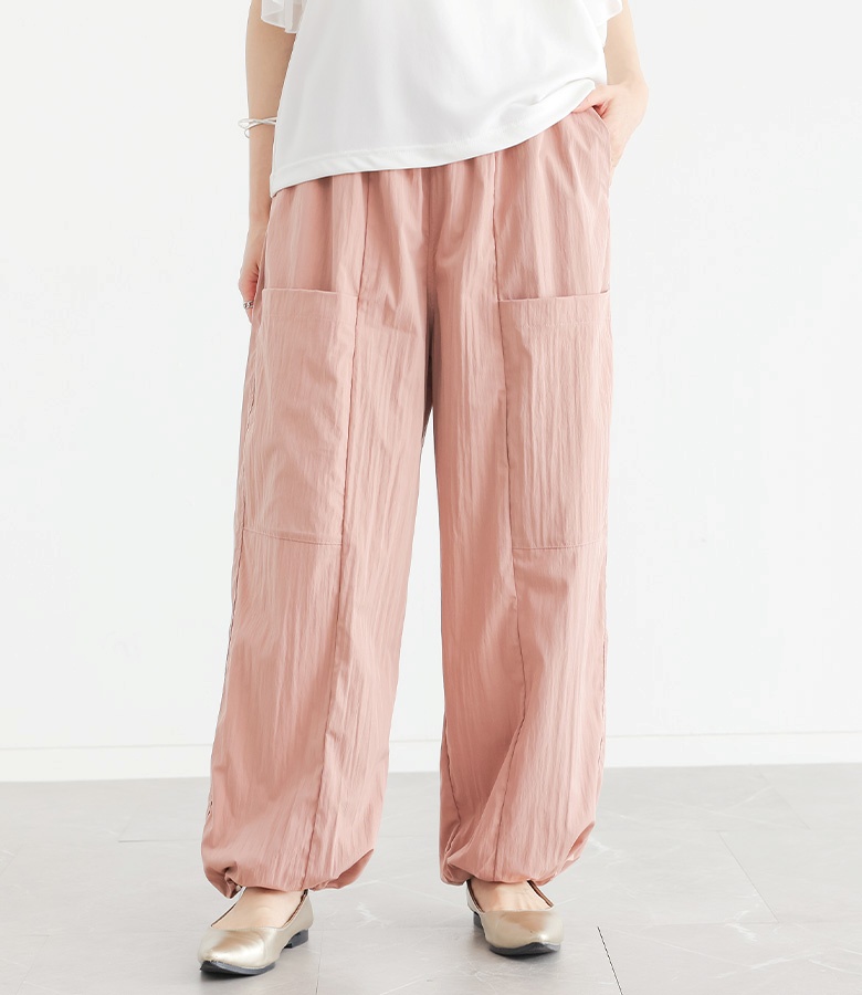 パンツ レディース ボトムス ストレートパンツ バルーンシルエット ロングパンツ 裾ドロスト 2way ポケット 春 夏 オシャレウォーカー「メール便不可」「20」 | osharewalker | 02