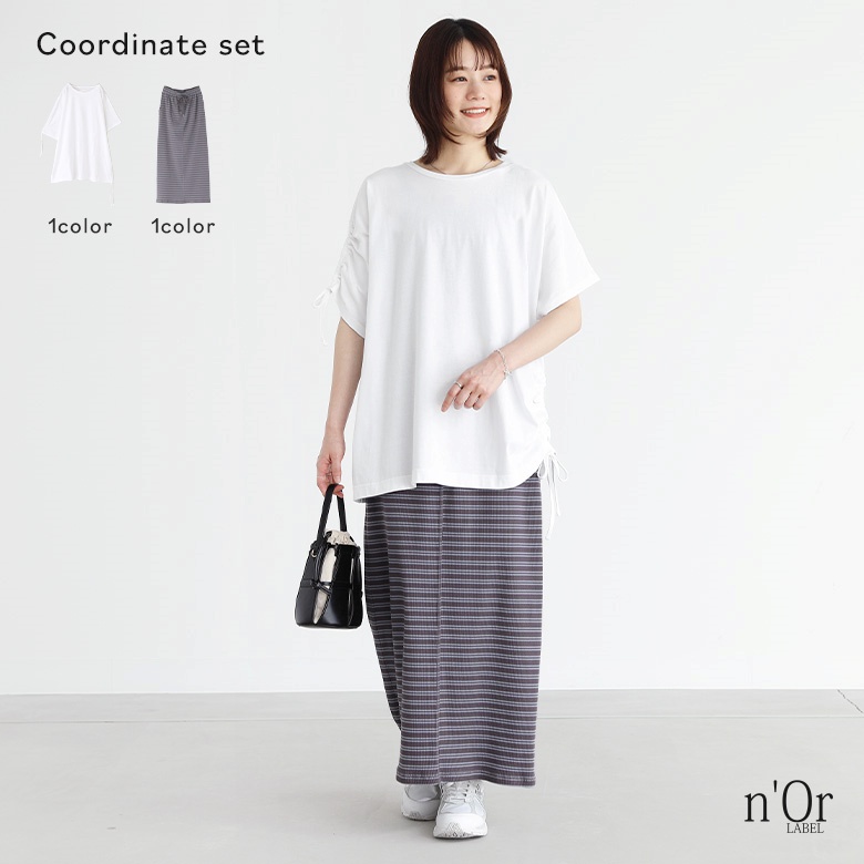 2点コーデセット 2024 レディース トップス Tシャツ カットソー ボトムス スカート ロングスカート リブスカート「メール便不可」「20」