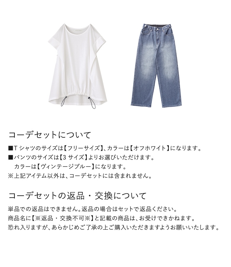 「送料無料」2点コーデセット 2024 レディース Ｔシャツ トップス カットソー デニム ボトムス パンツ ジーンズ「メール便不可」「20」 osharewalker 「送料無料」2点コーデセット 2024 レディース T