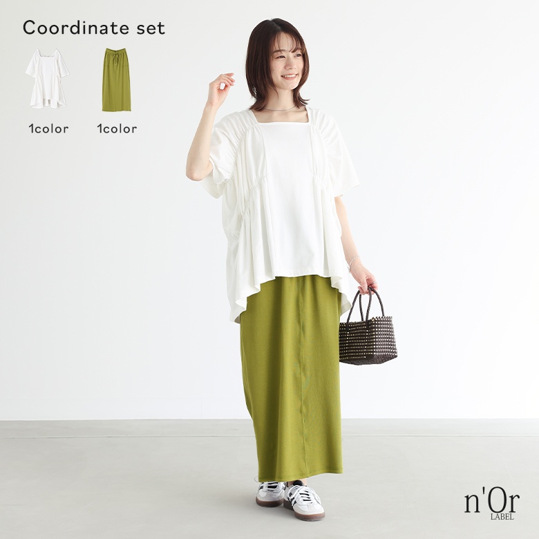 2点コーデセット 2024 レディース トップス プルオーバー Tシャツ 半袖 スカート フレアスカート ロング ボトムス「メール便不可」「15」 osharewalker 2点コーデセット 2024 レディース トップス T
