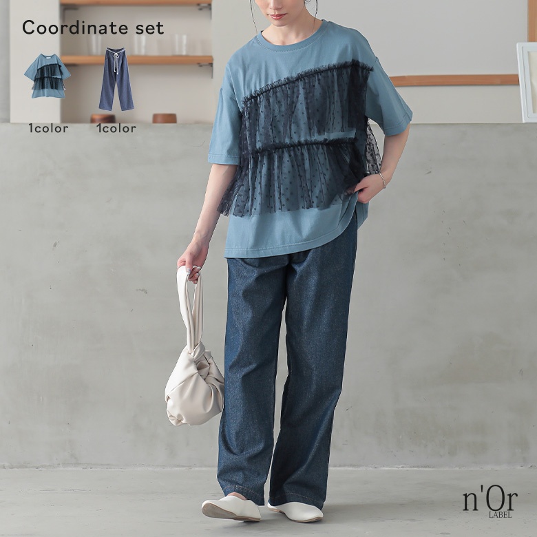 2点コーデセット 2025 レディース Tシャツ トップス 半袖 ボトムス パンツ ロングパンツ ワイドパンツ「メール便不可」「20」