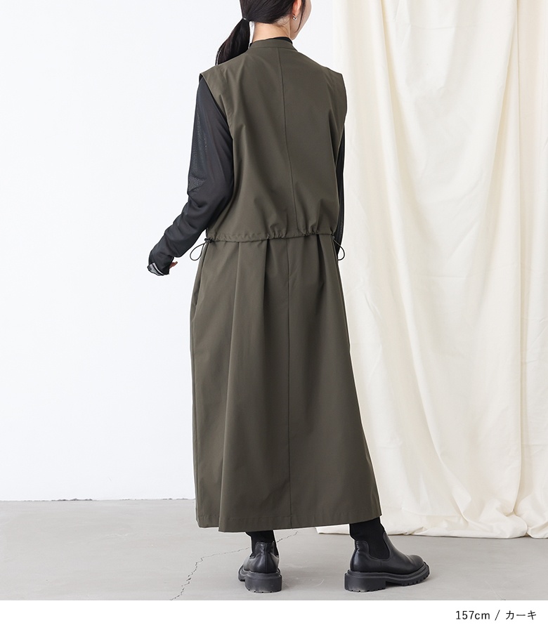 【送料無料】『ショートジレシャツ＋キャミワンピセット』【メール便不可】【30】[ワンピース レディース ドレス キャミワンピ ジレ ベスト ノースリーブ セットアップ 2点セット 春 夏 オシャレウォーカー] osharewalker（オシャレウォーカー） ワンピース レディース ドレス