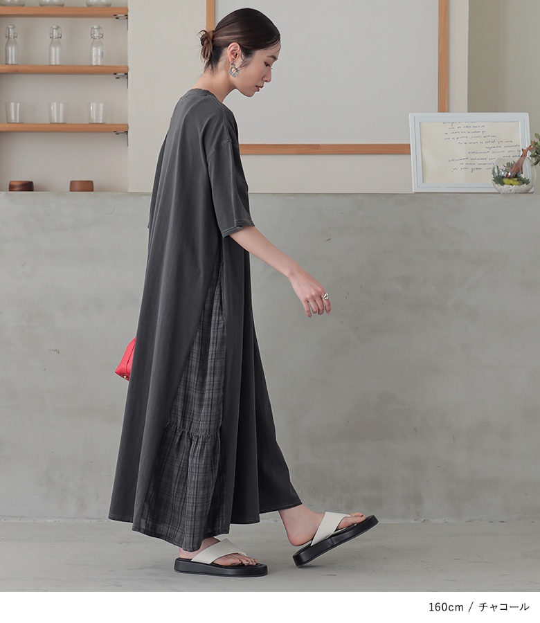 osharewalker ワンピース レディース ドレス ロング丈 半袖