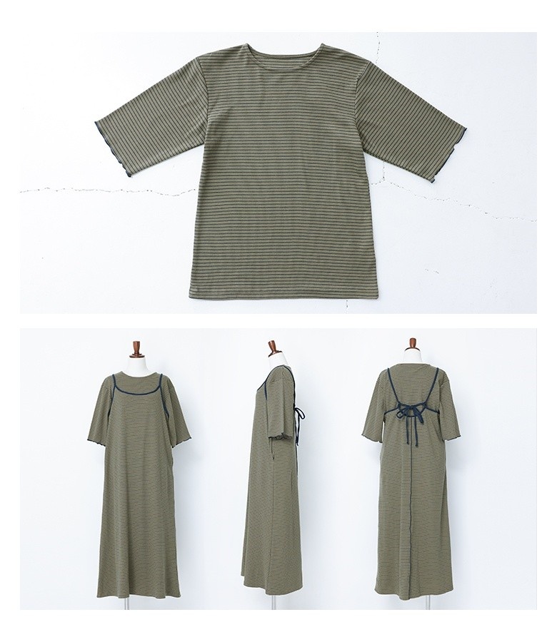 セットアップ レディース カットソー ワンピース キャミワンピ 半袖 2点セット ボーダー リブ 夏 「メール便不可」「30」 | osharewalker | 18