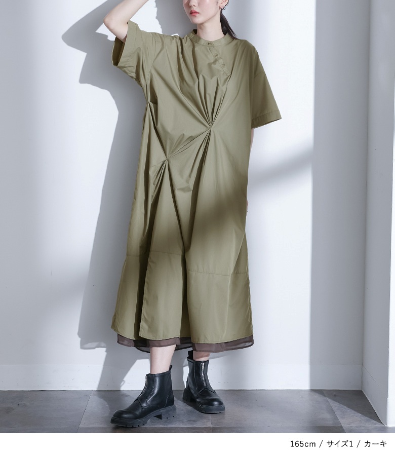 ワンピース レディース 半袖 ロング シャツワ...の詳細画像3