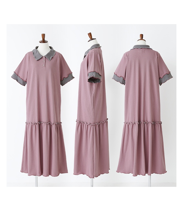 ワンピース レディース 夏 きれいめ ドレス ロング丈 半袖 ポロワンピ リブ メロー 襟付き 春 「メール便不可」「30」 | osharewalker | 15