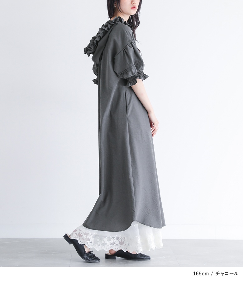 ワンピース レディース 夏 きれいめ ドレス ロング丈 半袖 シャツワンピ キャンディスリーブ 春 「メール便不可」「30」 | osharewalker | 09