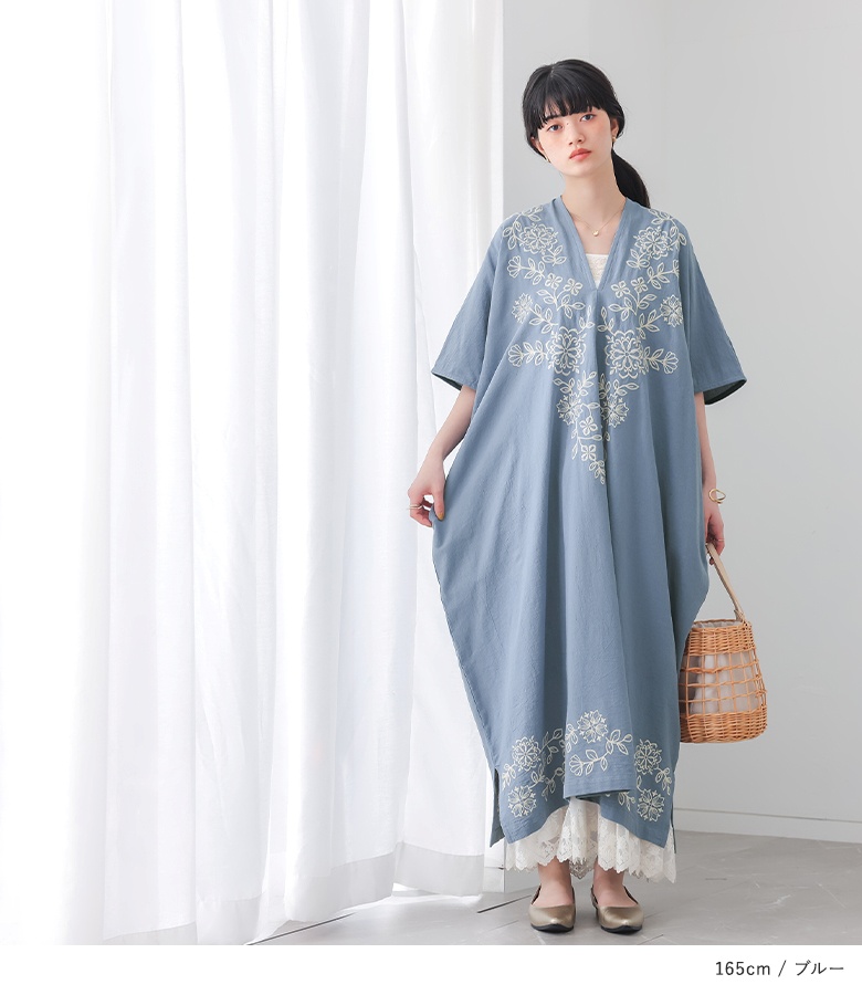 カフタンワンピース 半袖 レディース 夏 春 ...の詳細画像5