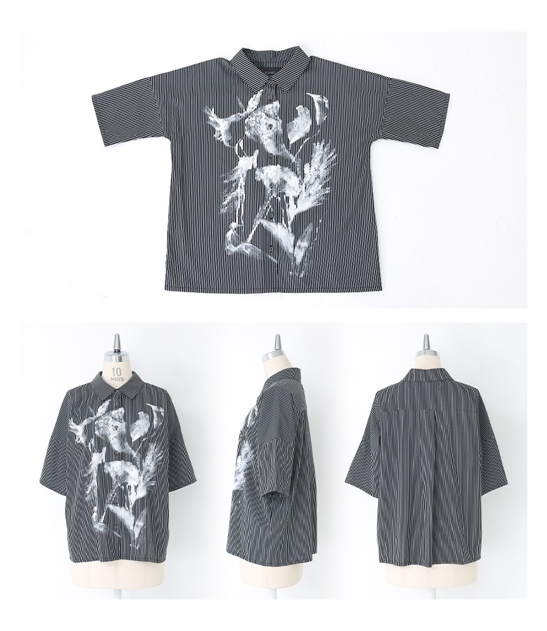 シャツ トップス レディース 半袖 夏 襟付きシャツ ブラウス 前開きシャツ 柄シャツ レギュラーカラー ストライプ柄「メール便可」「10」 osharewalker シャツ トップス レディース 半袖 夏 襟付きシャツ