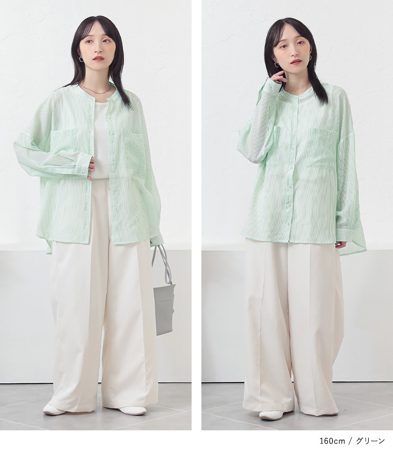 osharewalker シャツ レディース トップス 長袖 ブラウス バンド