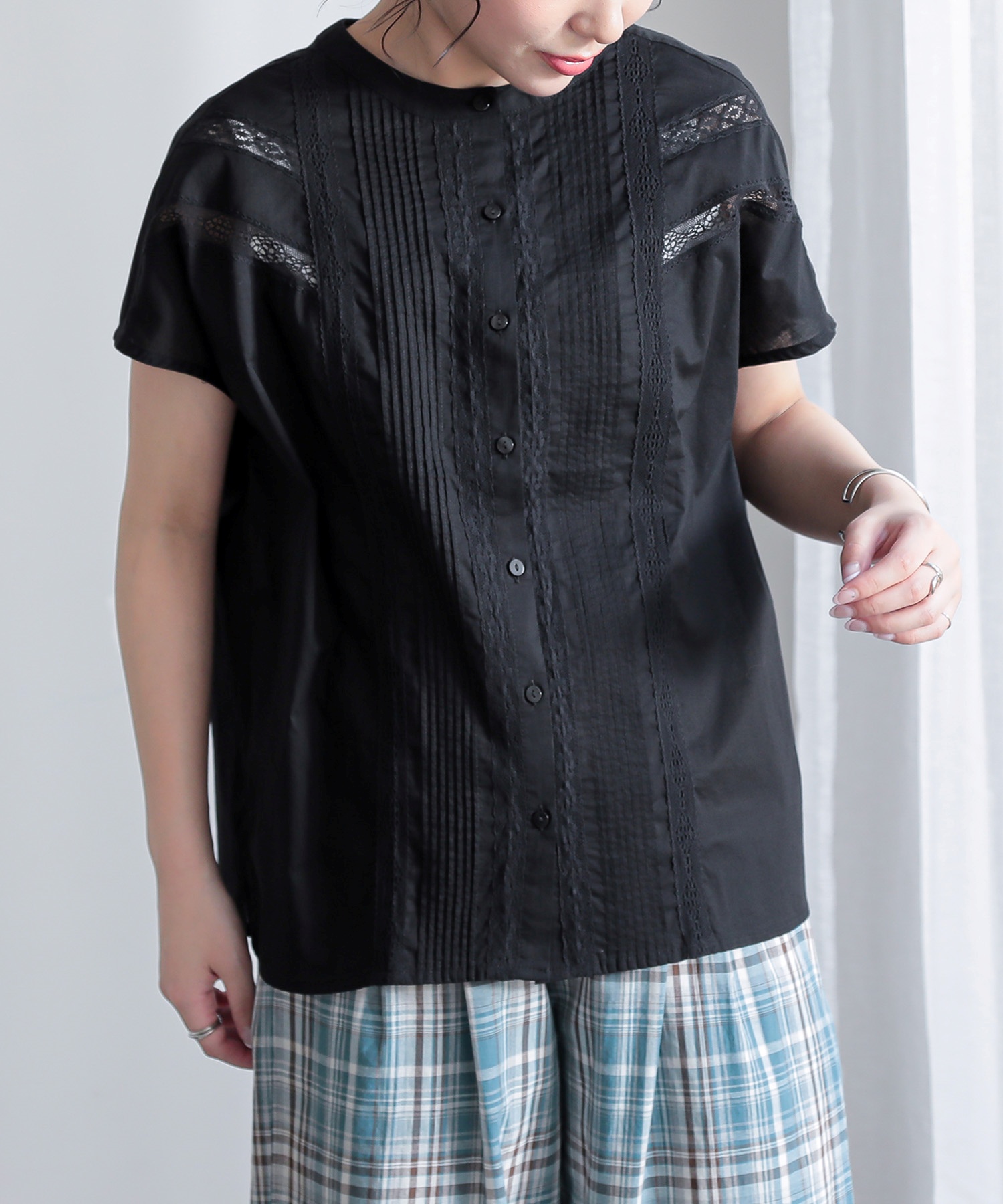 osharewalker ブラウス レディース トップス 半袖 シャツ レース