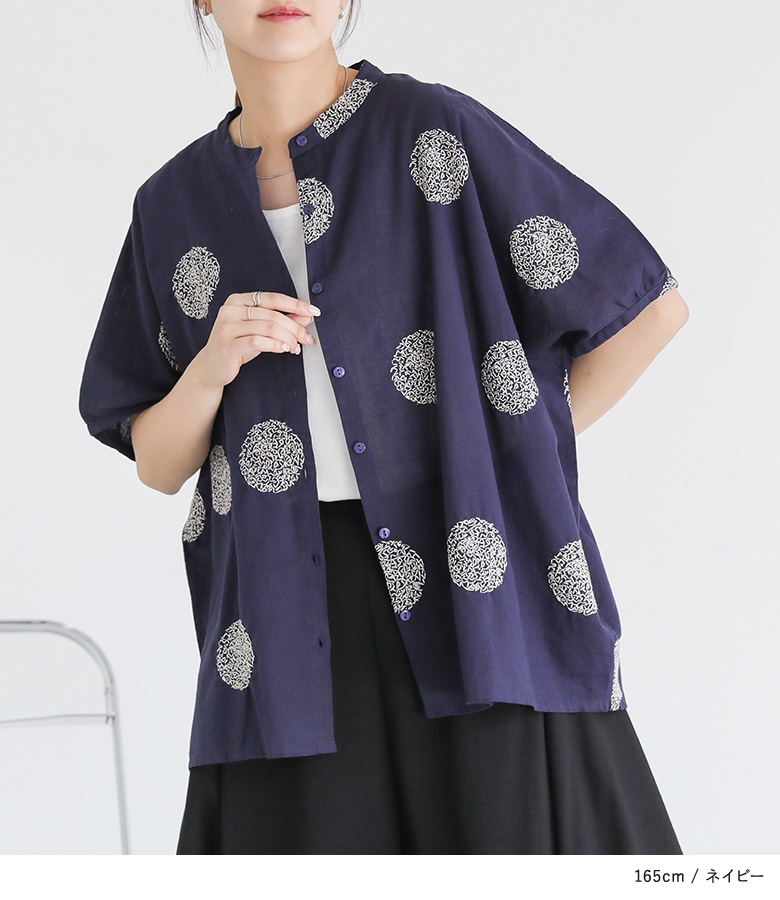 ブラウス 半袖 レディース 春 夏 白 M シ...の詳細画像1