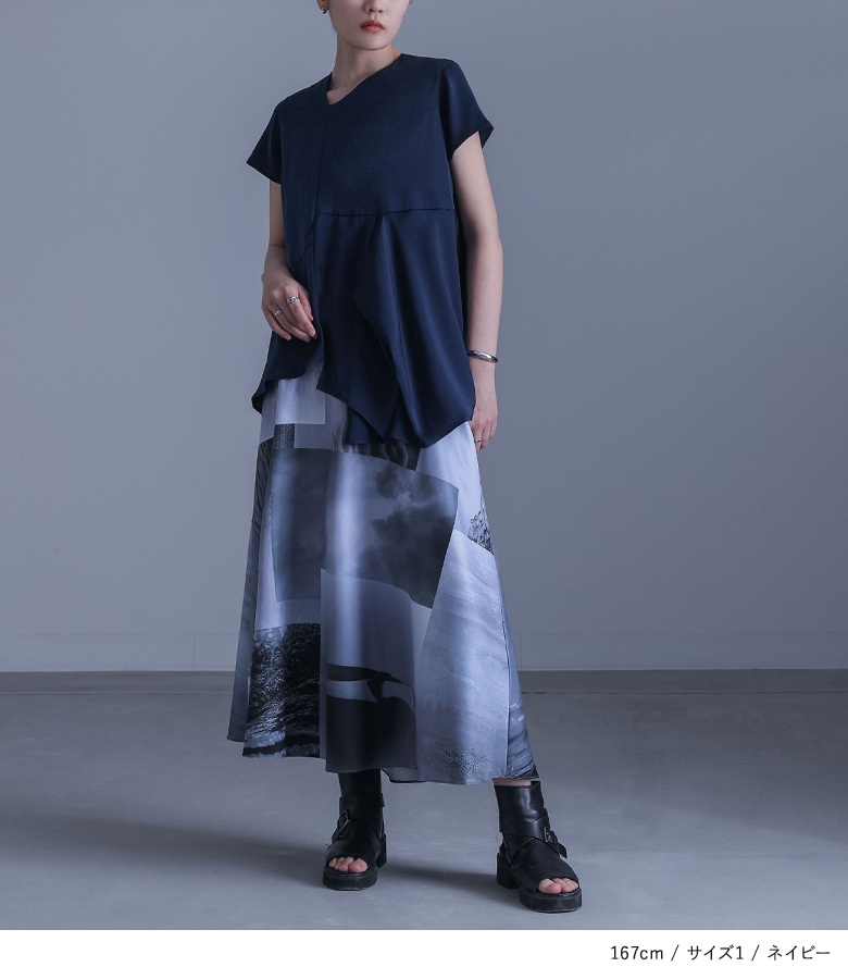 ブラウス レディース トップス 半袖 プルオーバー アシンメトリーアシメ ドレープ フレア ファスナー Tシャツ 黒 春 夏「メール便可」「5」 osharewalker ブラウス レディース トップス 半袖 プルオーバー