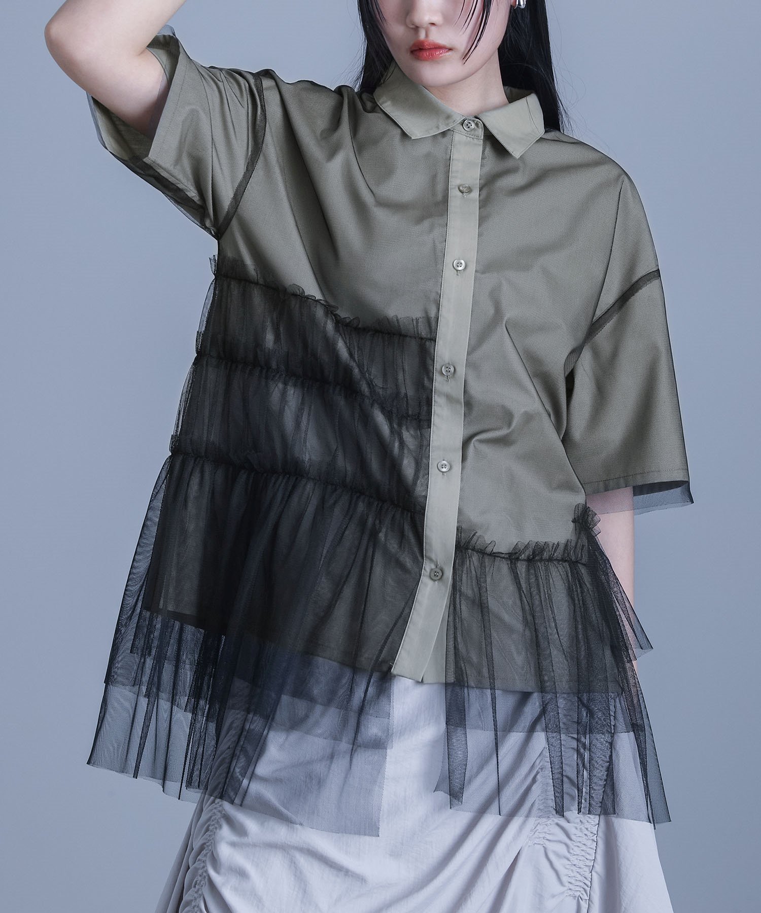 バボラグレー フリル付き 半袖Tシャツ 楽天市場】【新色登場】ニット レディース 春夏 トップス 半袖