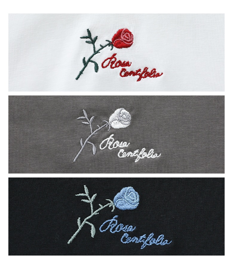 カットソー レディース トップス 半袖 クルーネック パフスリーブ ロゴ 刺繍 バラモチーフ 接触冷感 冷感 夏「メール便可」「10」 | osharewalker | 19
