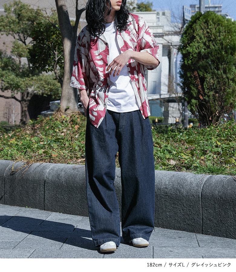 シャツ メンズ トップス カラーシャツ 半袖 柄シャツ プリント 前開き オープンカラー 羽織 ラフ ボタン 涼し気 薄手 夏 返品交換不可 「メール便可」「5」 | osharewalker | 10