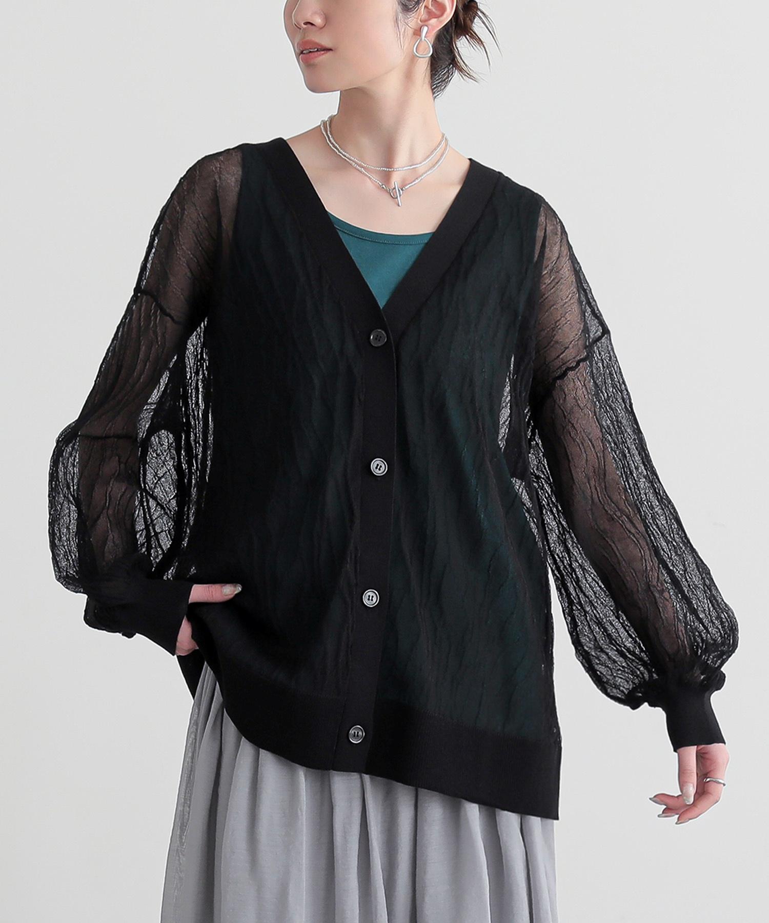 春物大特価⚡️NKNIT❤️長袖カーディガン／ショート丈／無地／黒／サイズ① osharewalker（オシャレウォーカー） カーディガン 長袖 レディース 春