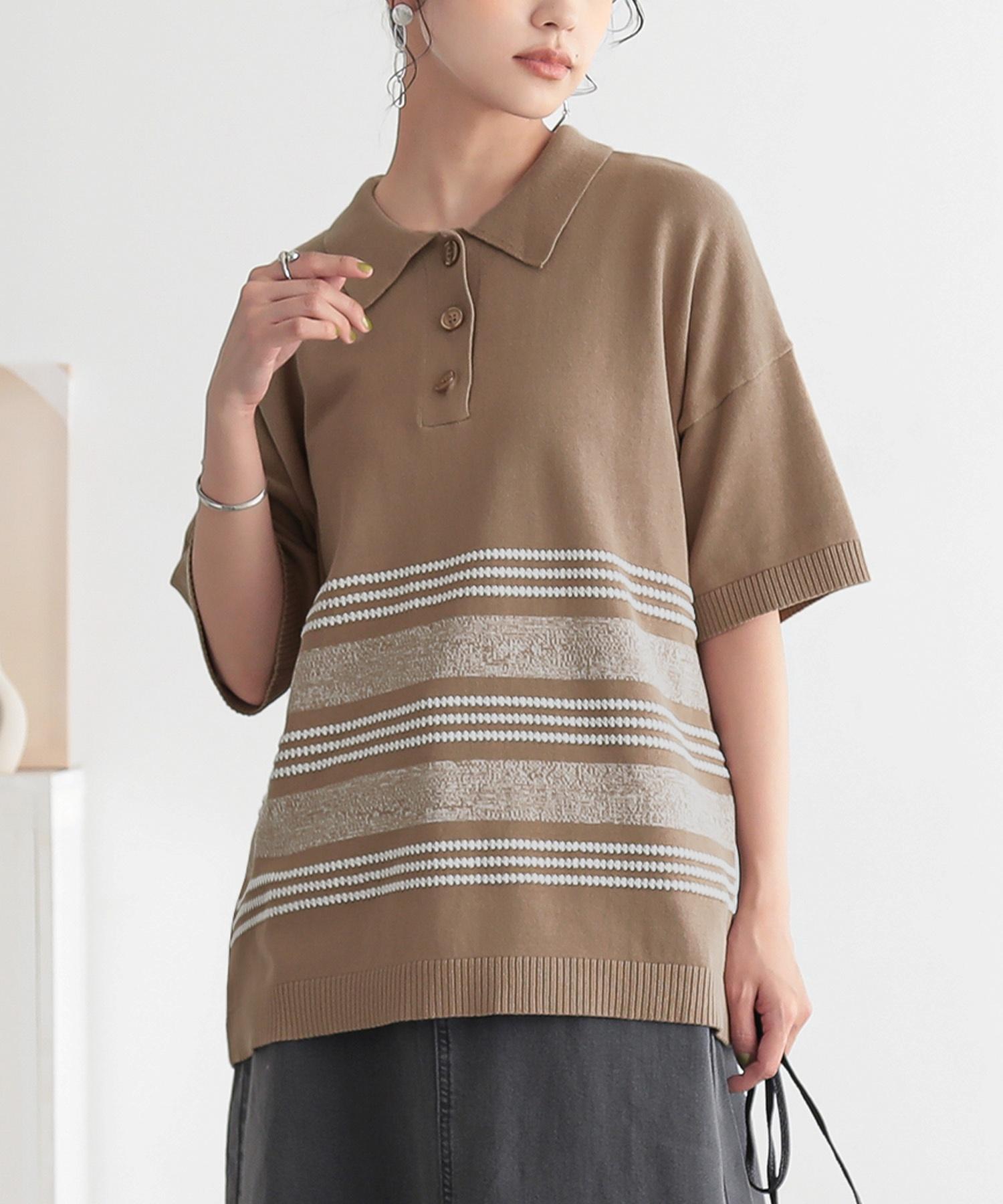 ✨美品✨クラシアンドトリップ　北欧暮らしの道具店　ニットポロシャツ　ベスト　黒 PING APPAREL】バイカラーニットポロシャツ ＜GOLD＞ (MENS