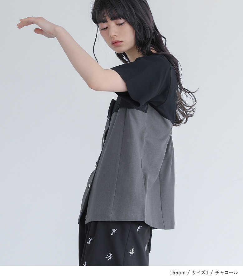 カットソー トップス Tシャツ 半袖 レディース セットアップ レイヤード 重ね着 レース 大人かわいい 白 50代 春 夏 秋「メール便可」「10」 | osharewalker | 13
