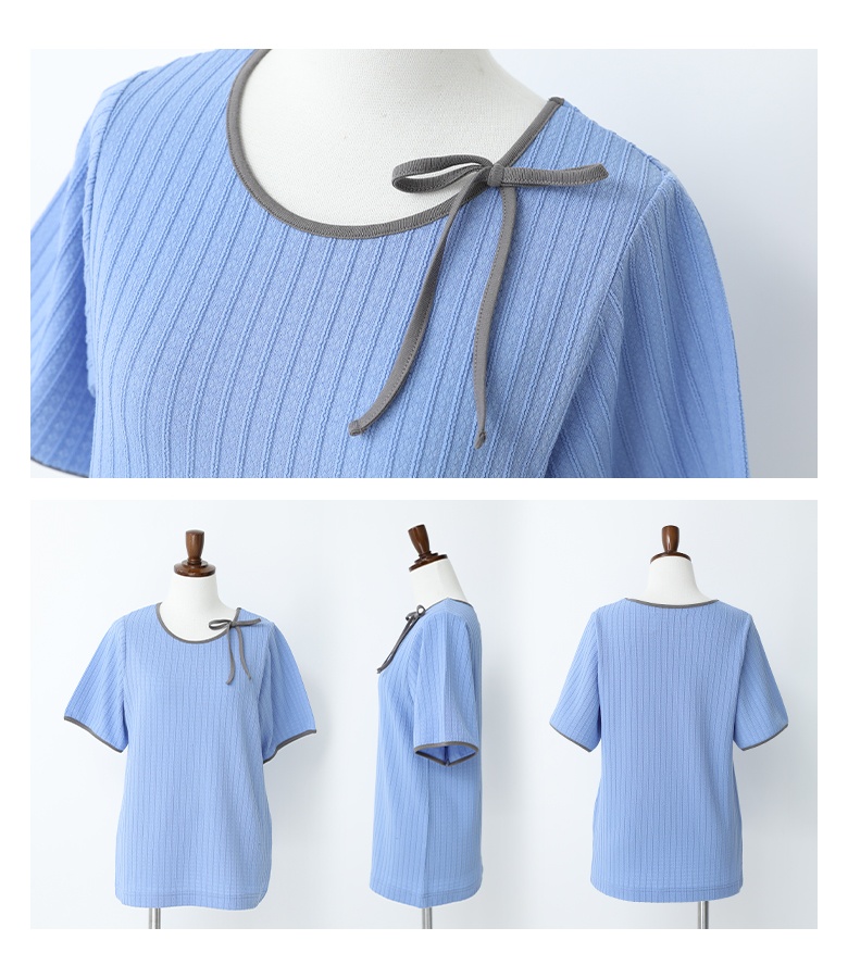 カットソー レディース トップス Tシャツ 半袖 パイピング リブ Uネック メロー 春 夏 「メール便可」「10」 | osharewalker | 16