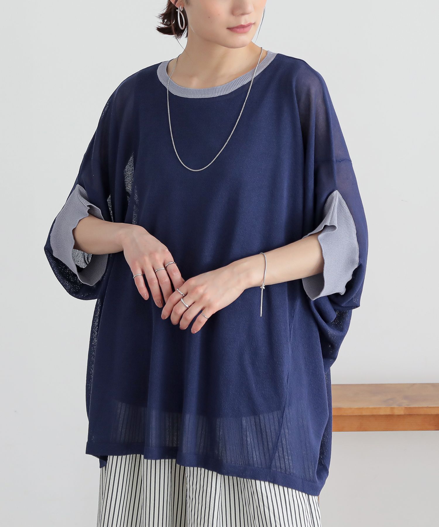 osharewalker ニット 半袖 五分袖 トップス 接触冷感 UVカット