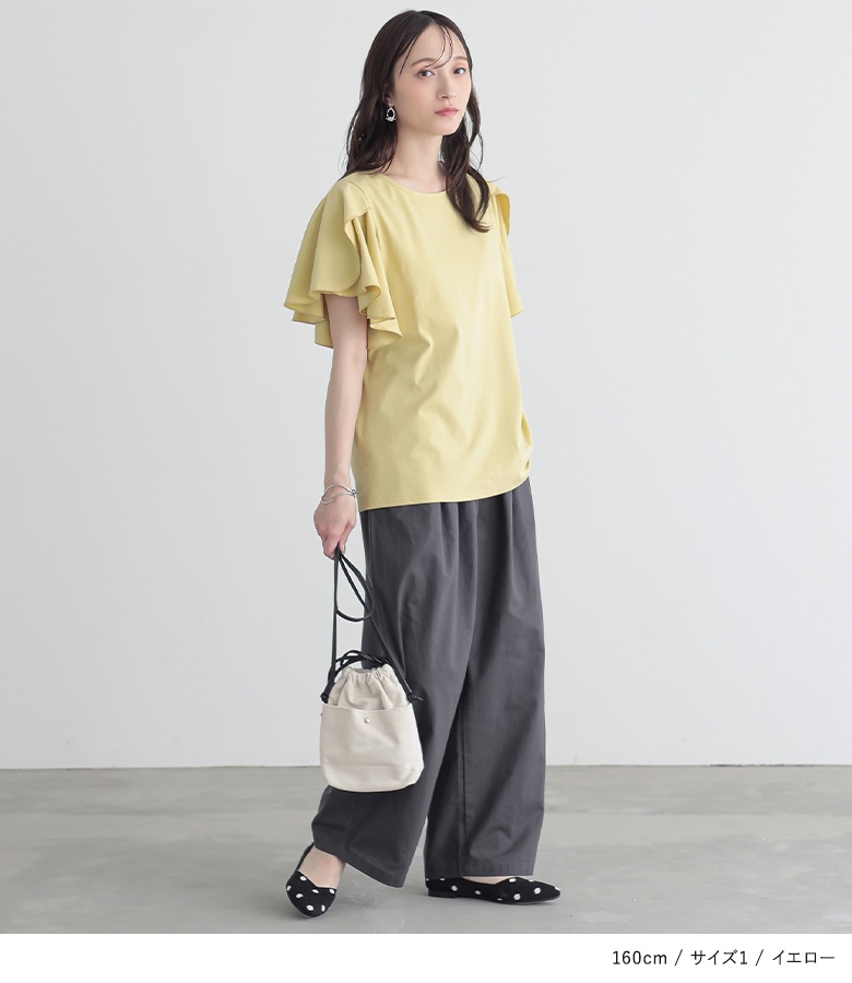 カットソー Tシャツ 半袖 トップス フレアス...の詳細画像1