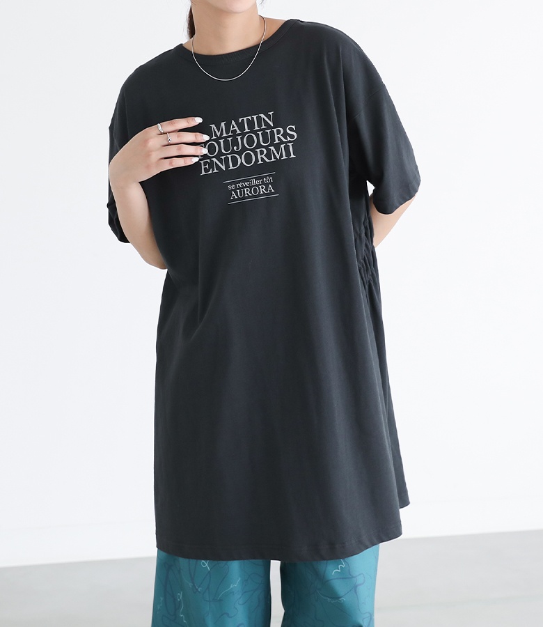 【ozzon】チュニック風イカ墨Tシャツ osharewalker（オシャレウォーカー） Tシャツ レディース トップス