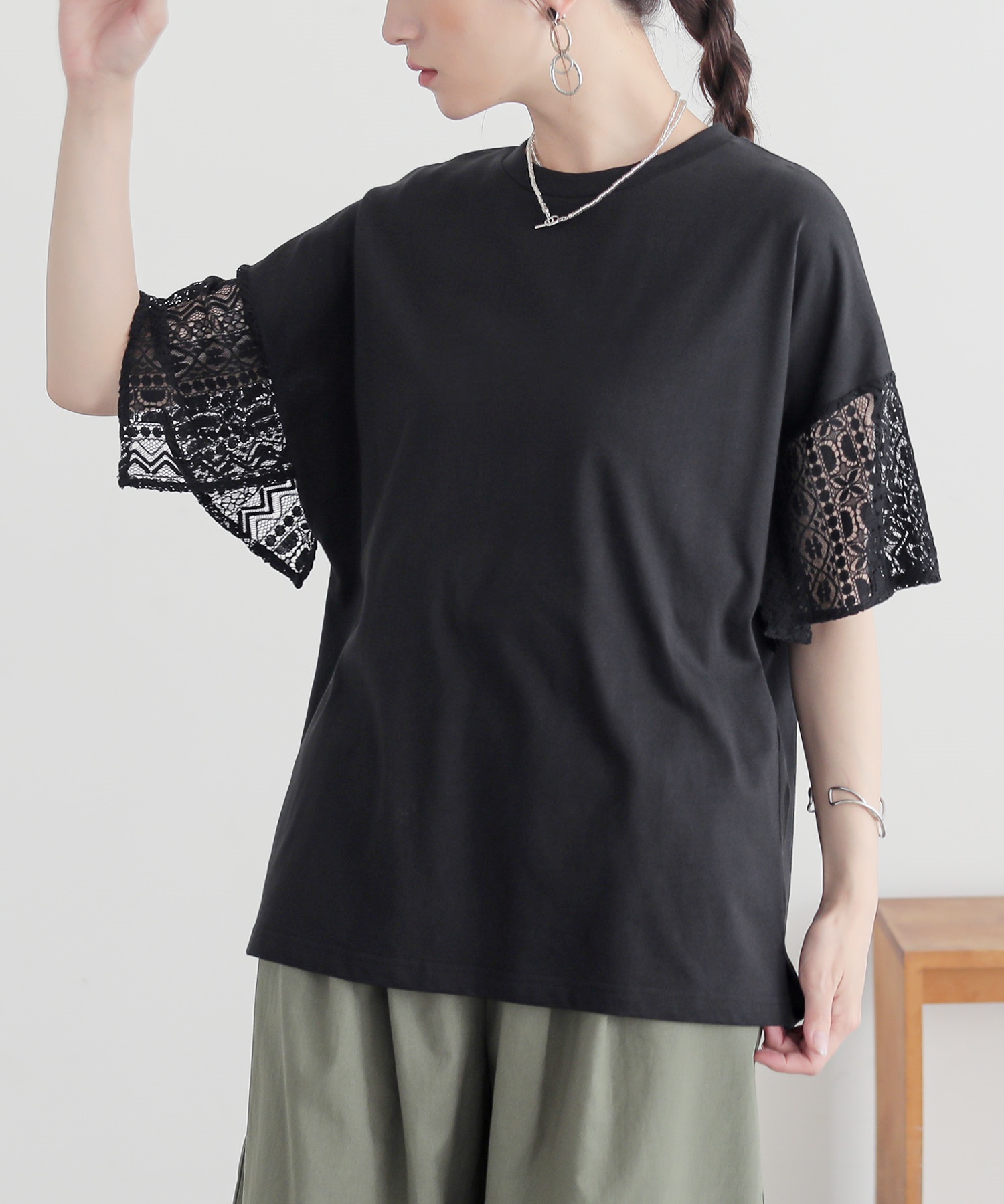 ☆トクコ　黒襟と袖レースカットソー 楽天市場】＼スーパーSALE 先行SALE☆クーポン利用で10%Off!／総