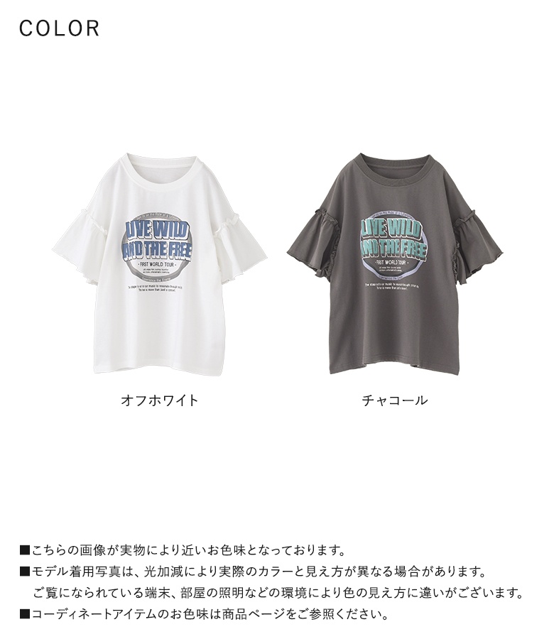 Tシャツ 半袖 レディース 春 夏 40代 50代 60代 白 フリル袖 ロゴT 体型カバー 大きいサイズ ゆったり オシャレウォーカー「メール便可」「10」 | osharewalker | 20