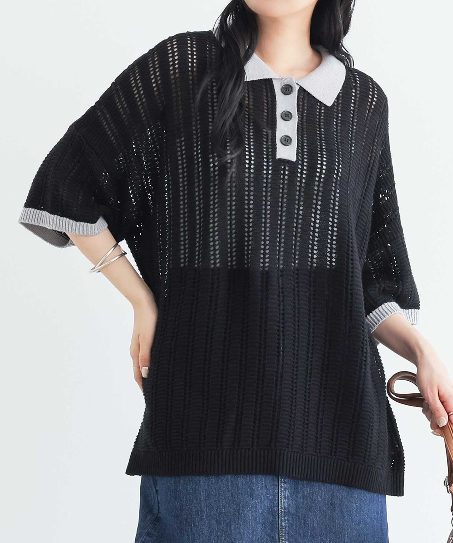 osharewalker（オシャレウォーカー） ニットポロ レディース 半袖 夏