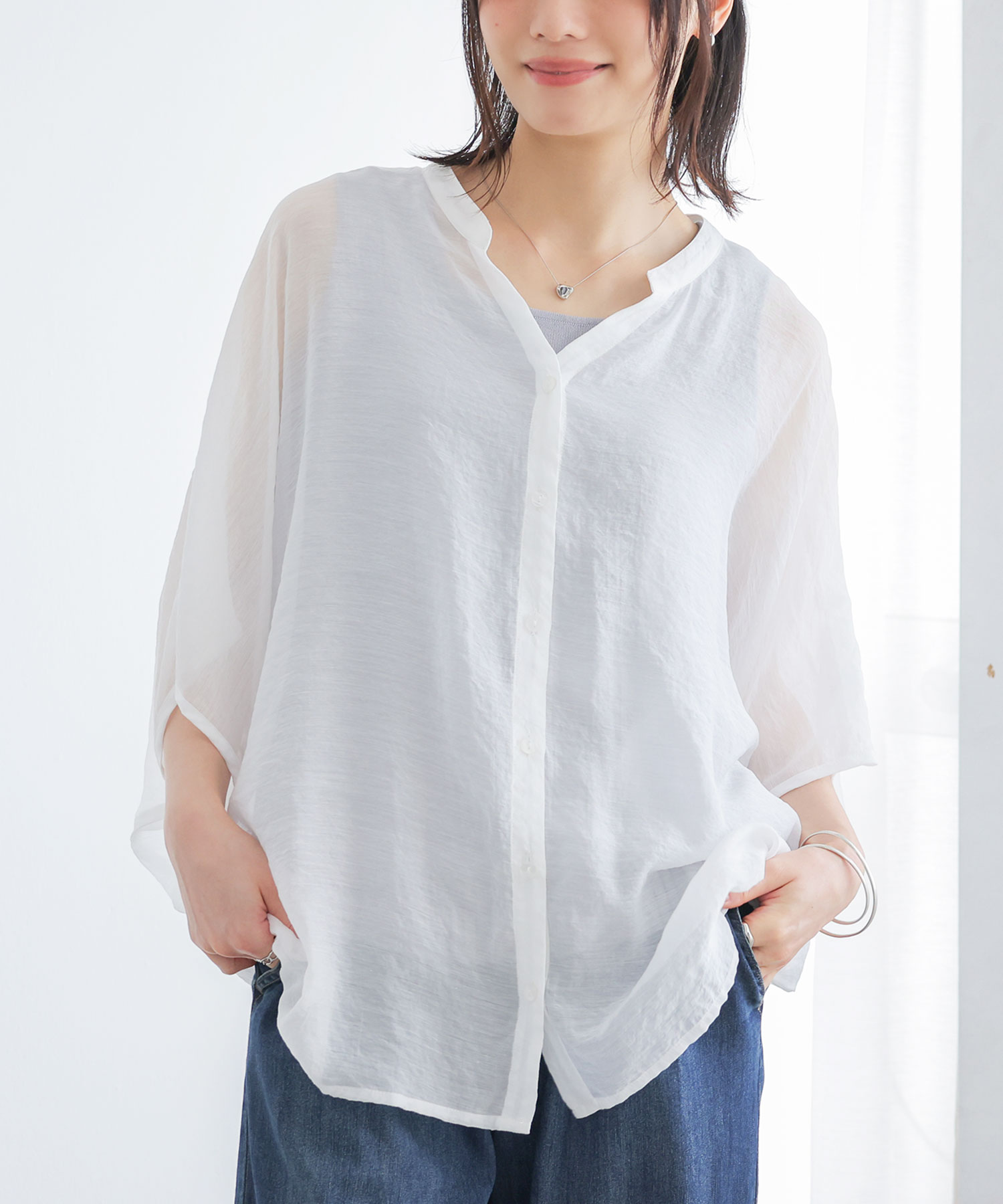 osharewalker（オシャレウォーカー） シアーシャツ 半袖 レディース 夏