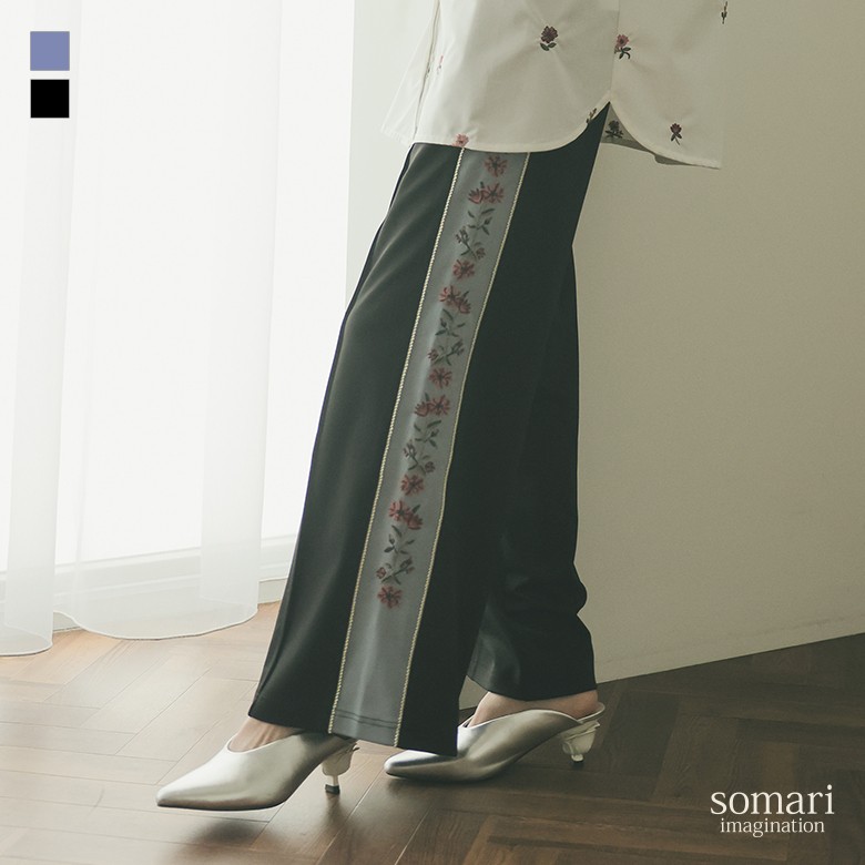 【ポポ】　GLIMCLAP フラワー 総柄ジャージパンツ　M　美品! GLIMCLAP パンツ mp12532- Tight fit track pants -revival