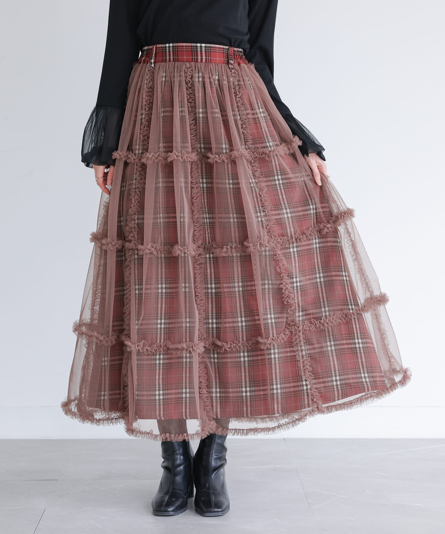 osharewalker（オシャレウォーカー） フリルスカート ロング丈