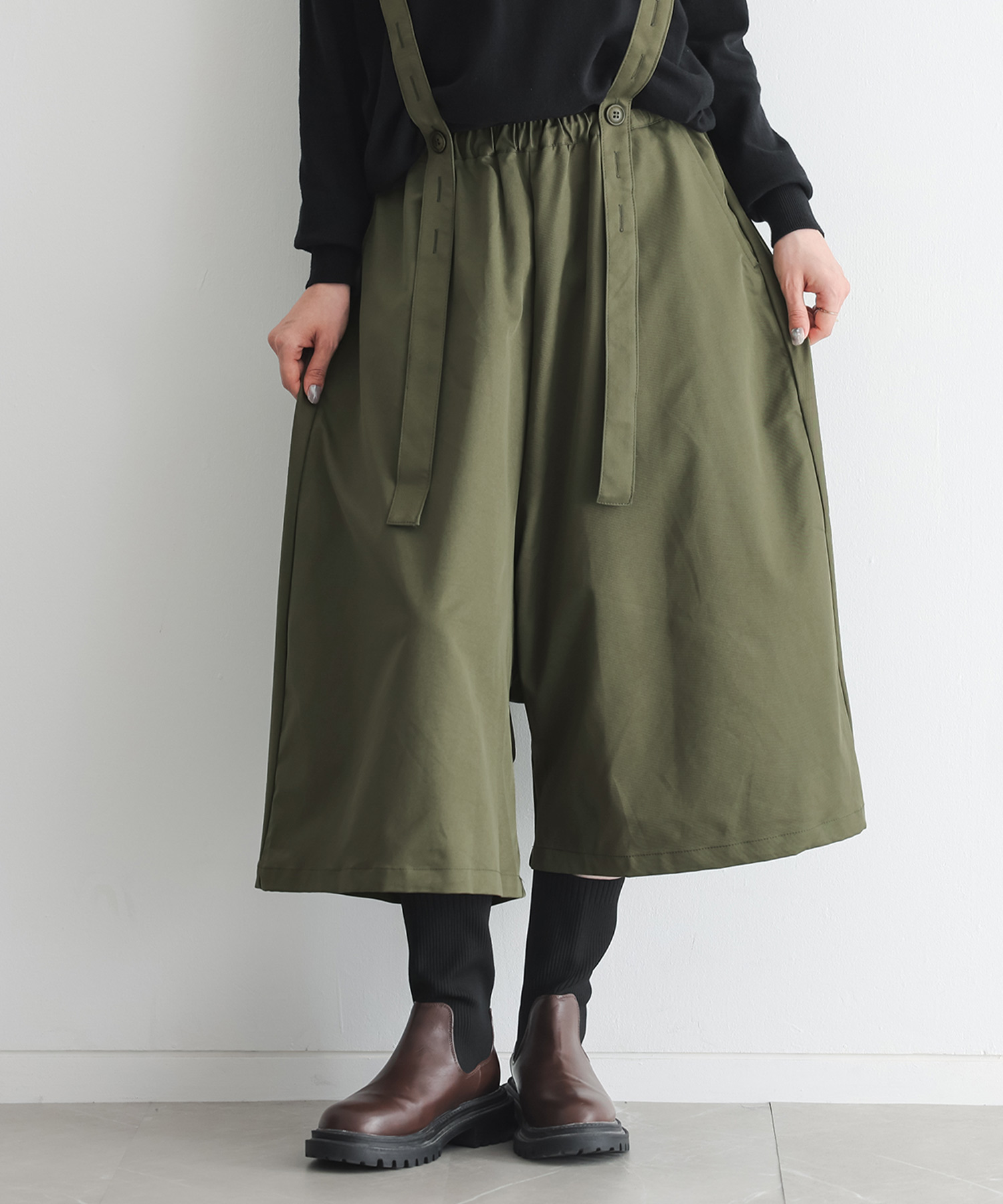 ちょろっペ　新品HARVESTY サルエルパンツ サイズ0 オリーブ osharewalker（オシャレウォーカー） サルエルパンツ クロップド丈