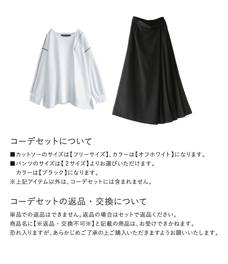 「送料無料」2点コーデセット 2024 レディース パンツ ボトムス ワイド スラックス トップス カットソー「メール便不可」「20」 osharewalker 2点コーデセット 2024 レディース ワイドパンツ