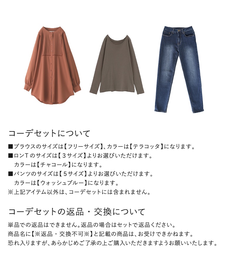 3点コーデセット 2025 レディース トップス ブラウス シャツ Tシャツ ロンT カットソー デニム ジーンズ ジーパン 「送料無料」「メール便不可」「30」_5