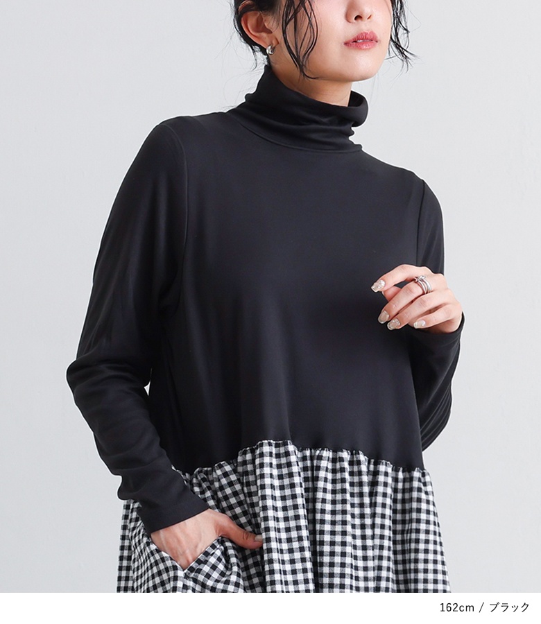 ワンピース レディース ドレス 長袖 ドッキン...の詳細画像4