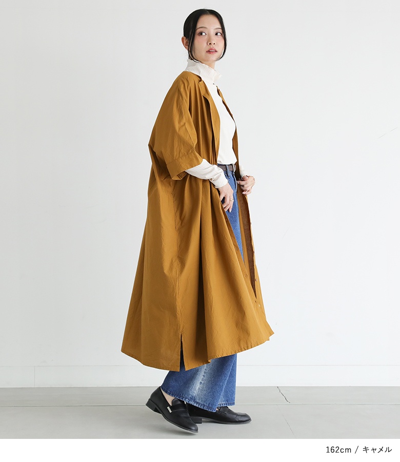 unfil アンフィル ロング半袖Tシャツワンピース キャメル osharewalker（オシャレウォーカー） シャツワンピース レディース