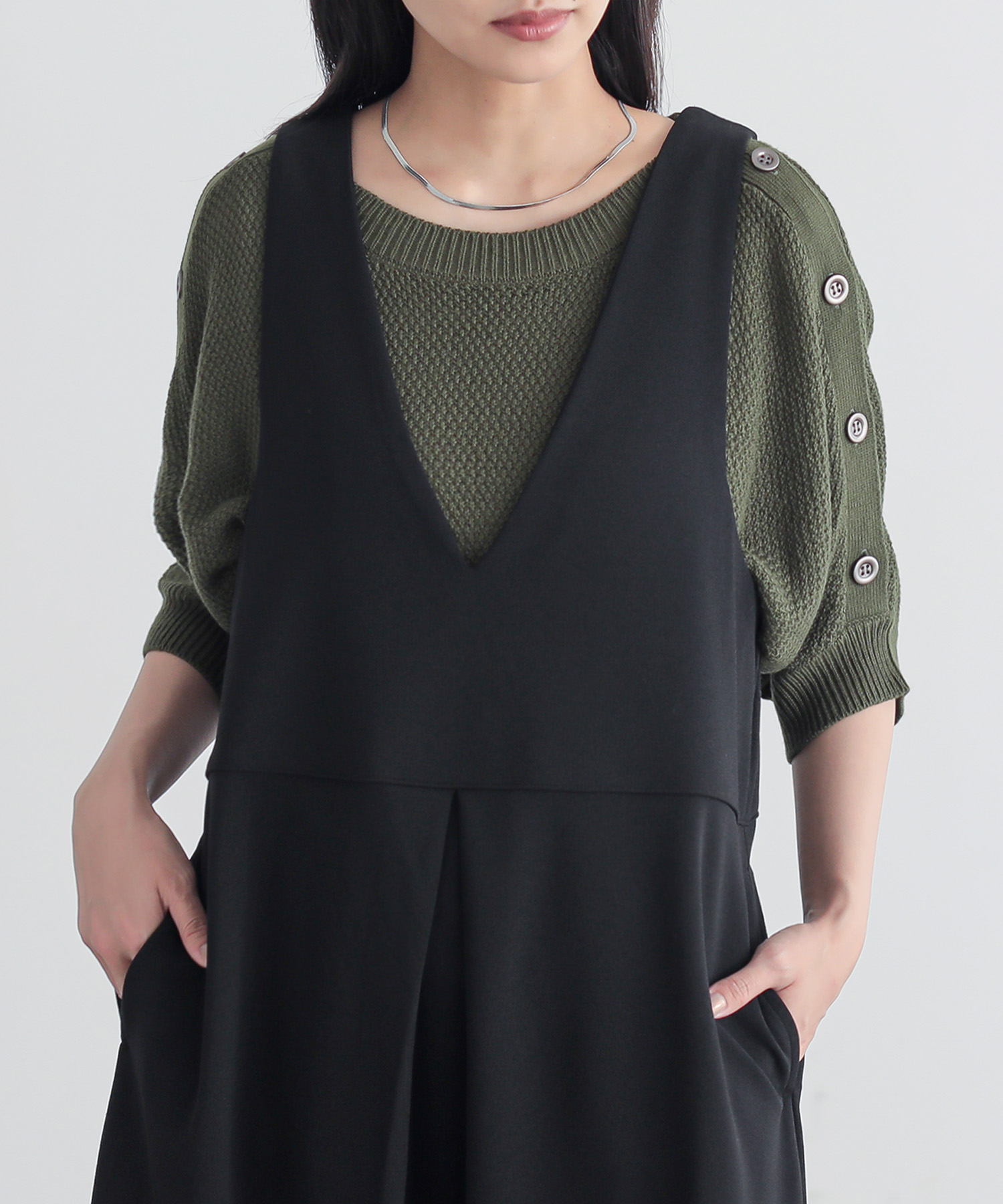 クマ子♡PRA白黒半袖ニットＭ osharewalker ニット レディース トップス 半袖 五分袖 サマー