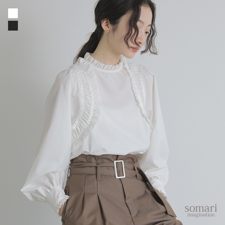 osharewalker ブラウス 長袖 レディース トップス シャツ フリル