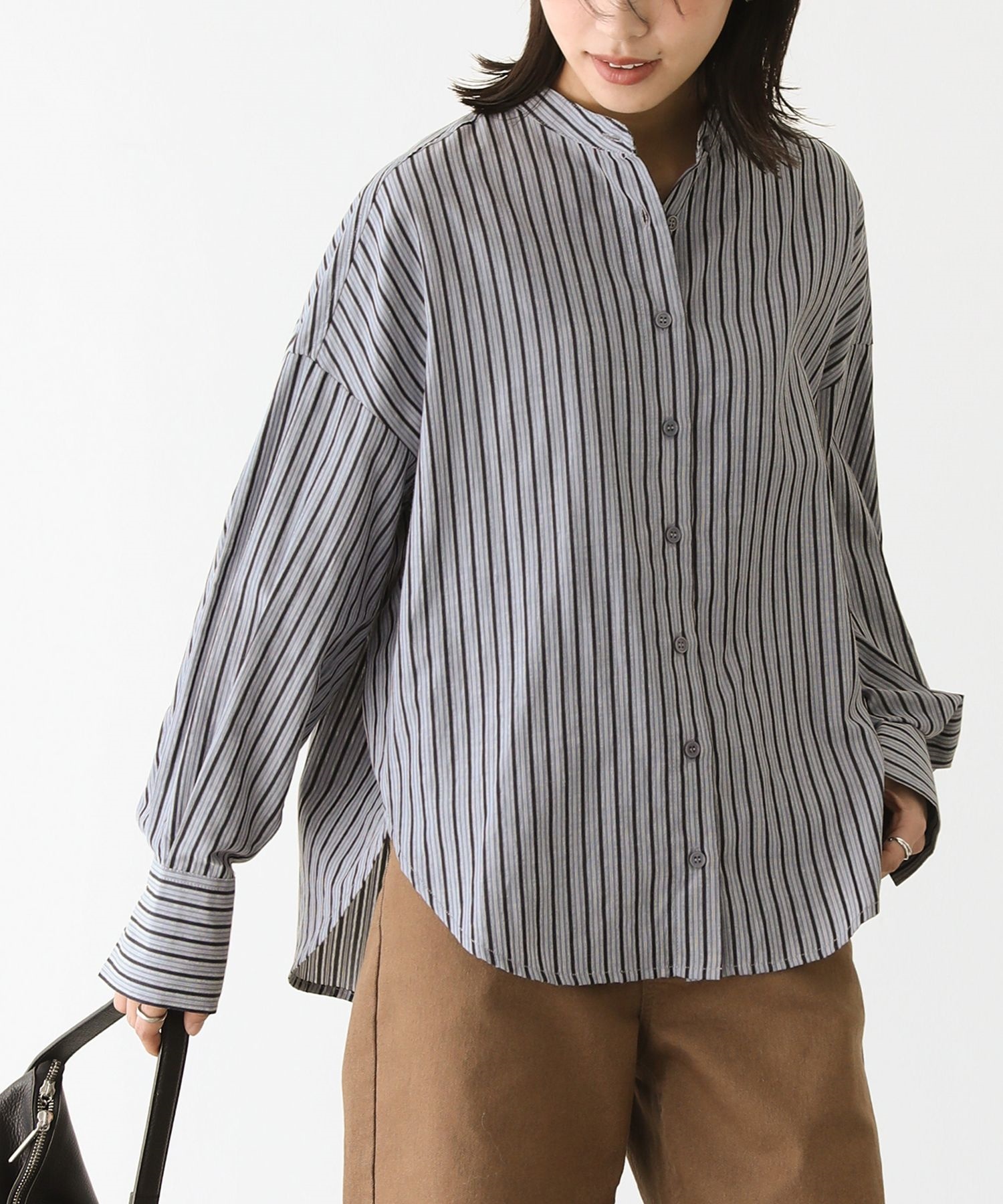 PEOPLESTYLE ストライプシャツ 半袖 トップス ルーズ カジュアル roshell シャツ メンズ トップス 半袖シャツ ストライプシャツ