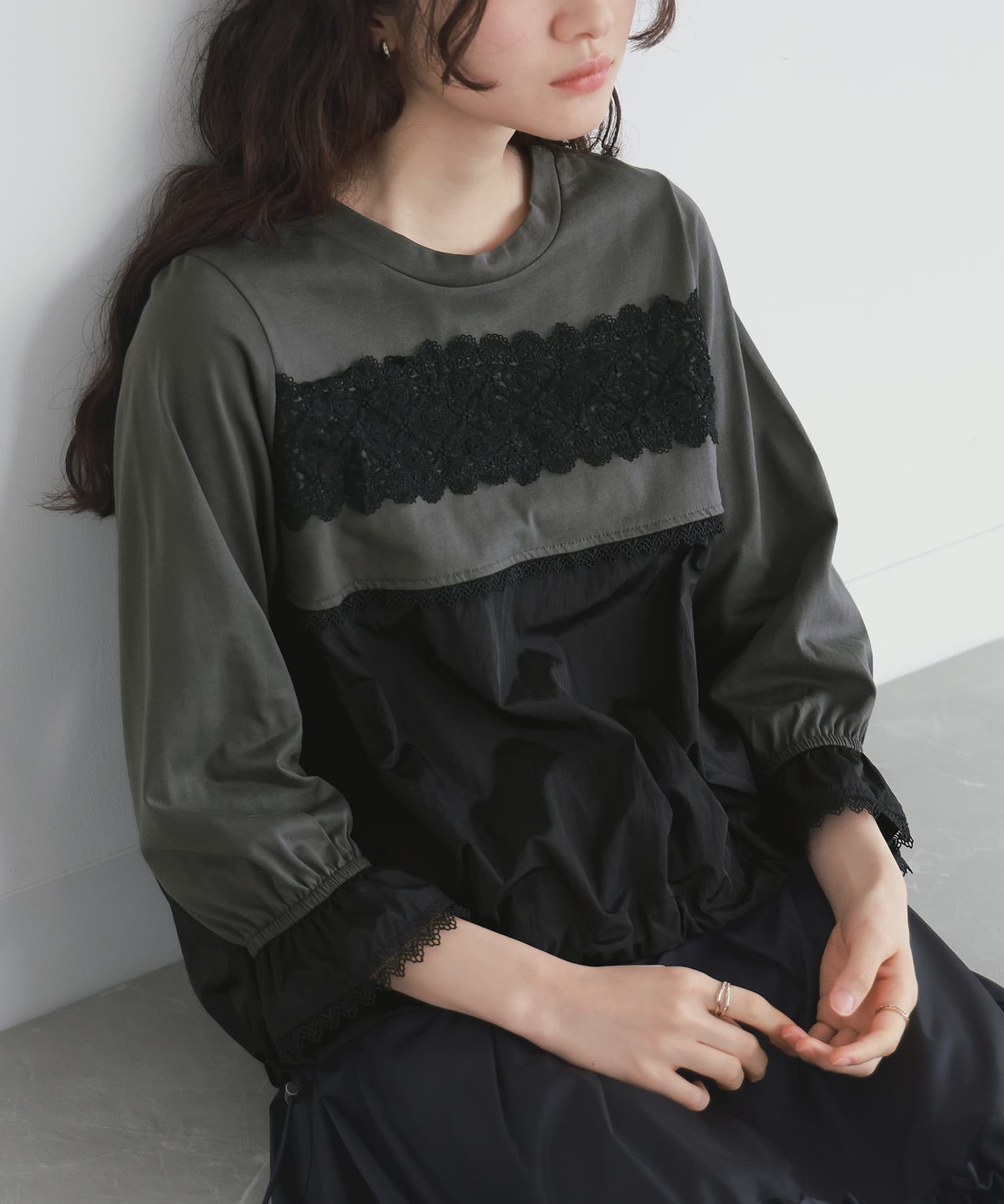 ODAKHA(オダカ)/カットソー素材トップス/新品未使用タグ付き osharewalker カットソー 七分袖 レディース トップス ドロスト