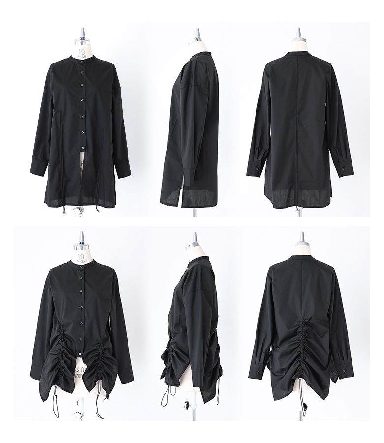 キャップスリーブドロストシャツ　ブラック ≪追加≫キャップスリーブドロストシャツ（シャツ／ブラウス