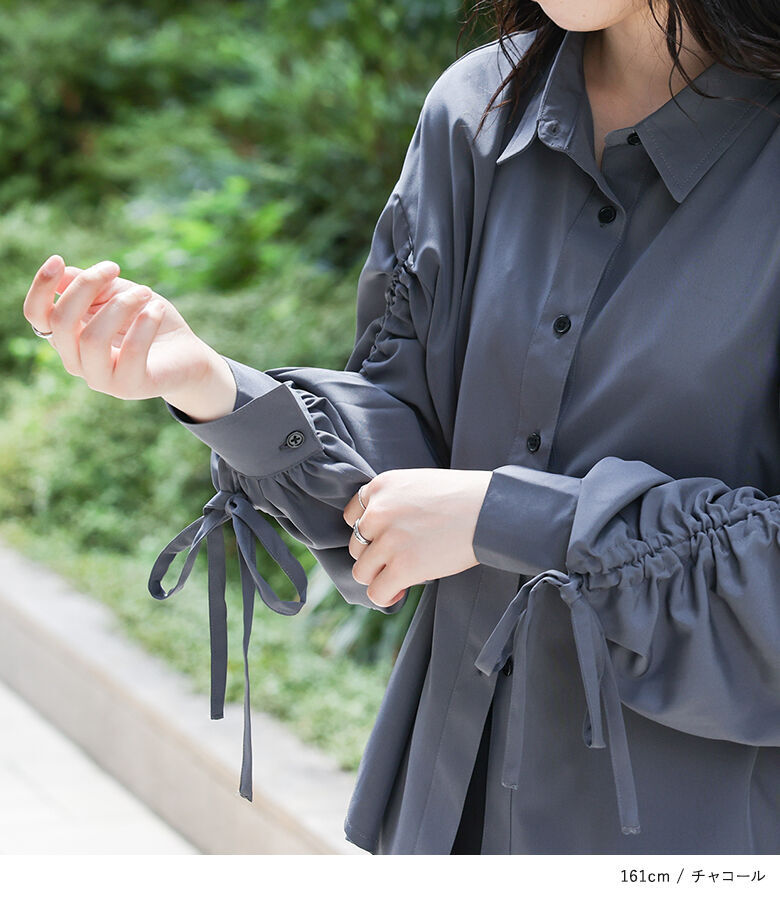 ブラウス シャツ レディース 長袖 襟付き ド...の詳細画像1