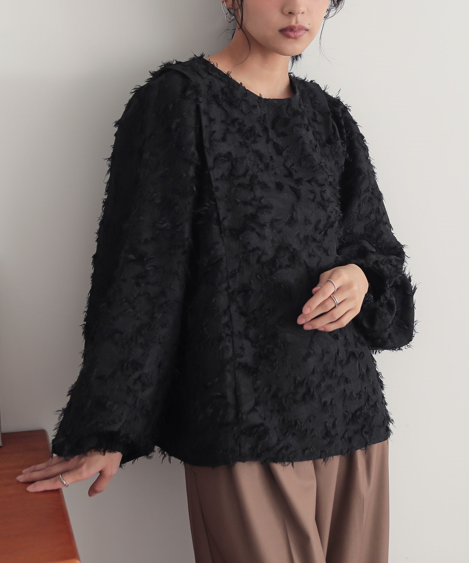 osharewalker トップス ブラウス 長袖 レディース ジャガード